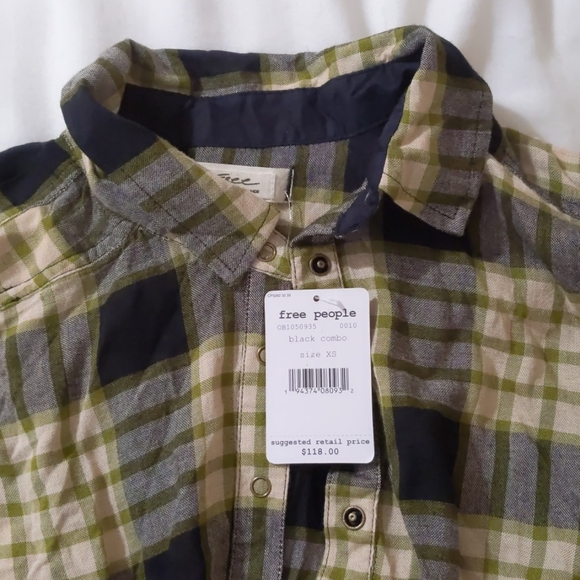 NWT Free People Pacific Dawn Plaid Blouse Size XS - Picture 4 of 4